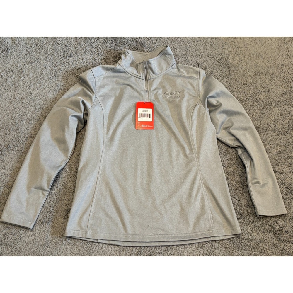 NWT The North Face Womens Large Grey Tech 1/4 Zip Fleece NF0A3LHC Flagstar Bank - Picture 1 of 7